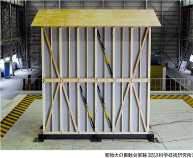 実物大の振動台実験(防災科学技術研究所)