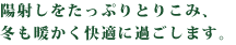 陽射しをたっぷりとりこみ、冬も暖かく快適に過ごします。