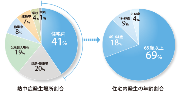 熱中症発生場所割合 住宅内発生の年齢割合