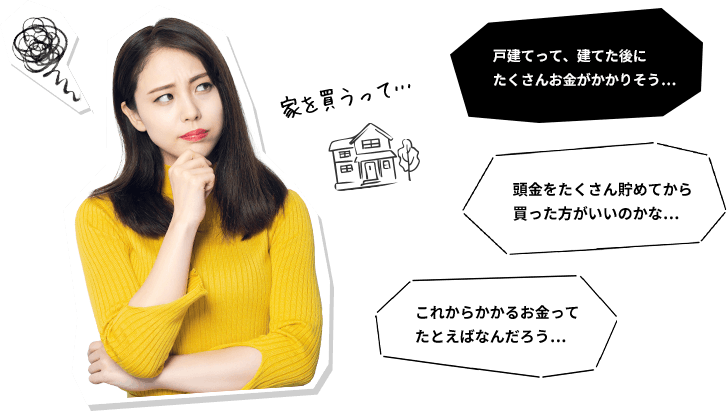 戸建てって、建てた後にたくさんお金がかかりそう…頭金をたくさん貯めてから買った方がいいのかな…これからかかるお金って例えばなんだろう…